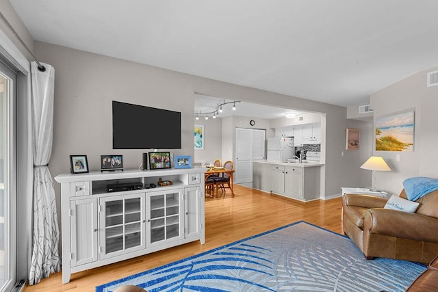 1627 Live Oak Park, Seabrook Island, SC 29455 - living area with light wood-type flooring and rail lighting