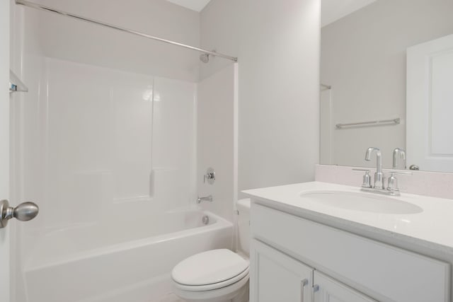 full bathroom featuring vanity, toilet, and tub / shower combination