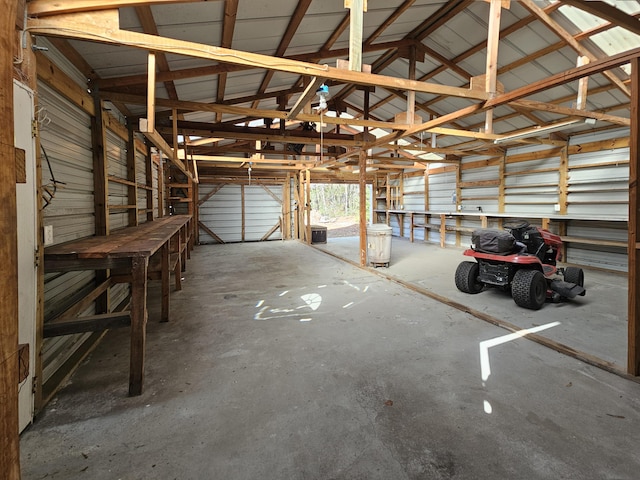 garage featuring metal wall