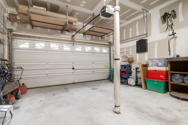 garage with a garage door opener