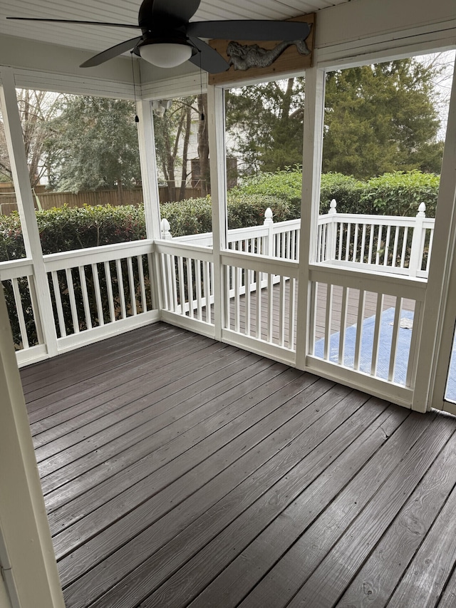 deck featuring ceiling fan