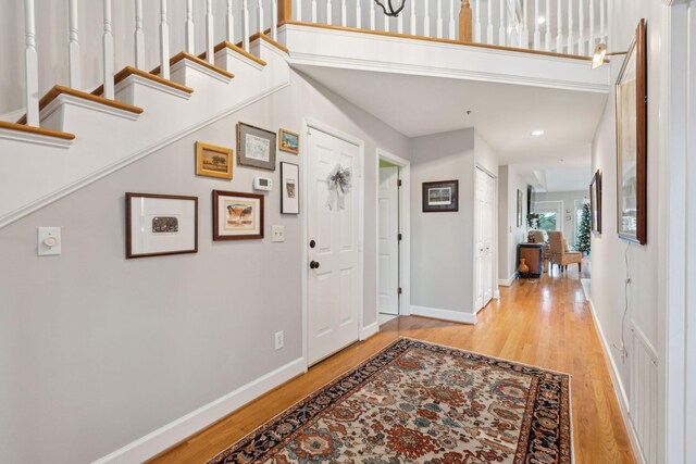 foyer featuring light wood-type flooring