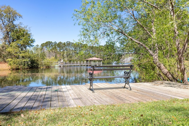 dock area featuring a water view