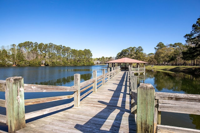 view of dock featuring a water view