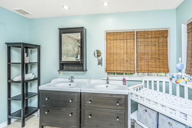 2650 Summer Leaves Ct, Charleston, SC 29414 - bathroom featuring double vanity and recessed lighting