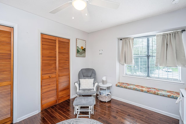 2650 Summer Leaves Ct, Charleston, SC 29414 - sitting room with wood finished floors, baseboards, and ceiling fan