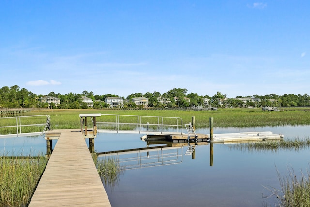 dock area featuring a water view