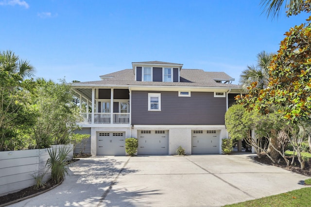 exterior space featuring a garage