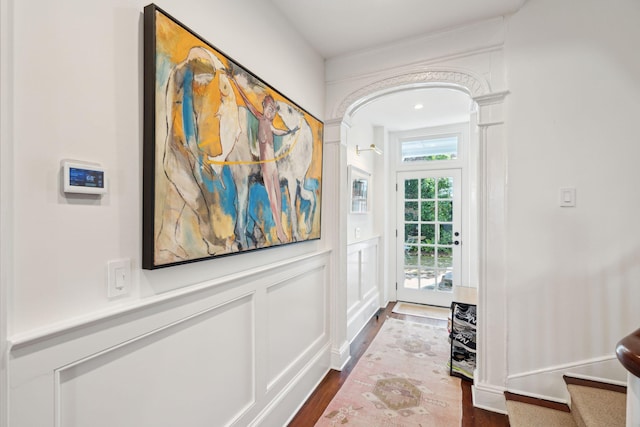 entryway featuring dark hardwood / wood-style floors