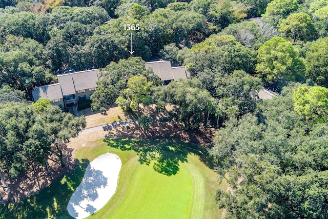 birds eye view of property featuring golf course view