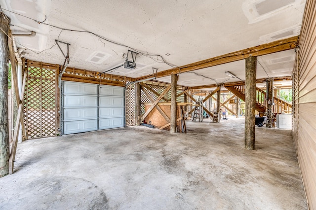 garage with a garage door opener