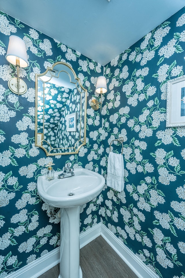 bathroom featuring wood-type flooring