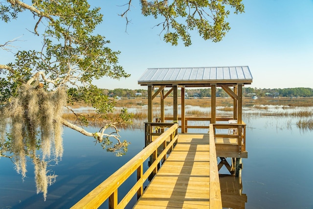 dock area featuring a water view