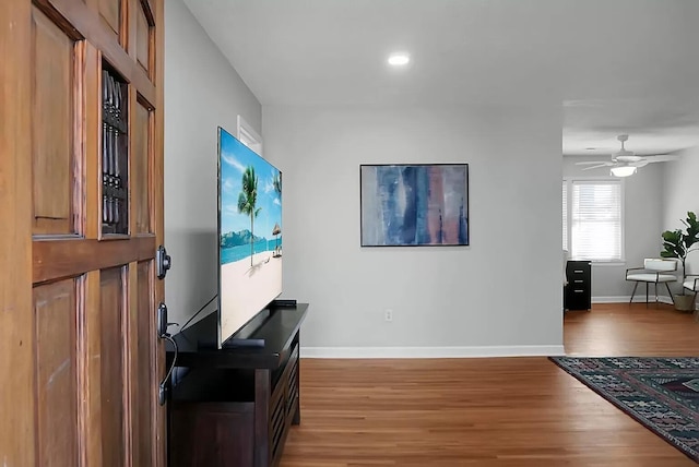 1113 Smithfield Pl, Hanahan, SC 29410 - interior space with recessed lighting, ceiling fan, baseboards, and wood finished floors