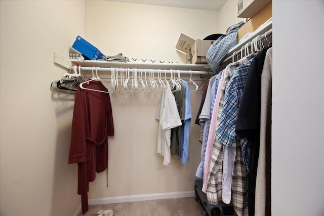 spacious closet with carpet flooring