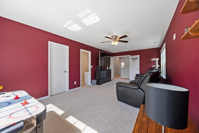 707 Redbud Ln, Summerville, SC 29486 - living room with a ceiling fan, baseboards, and light colored carpet