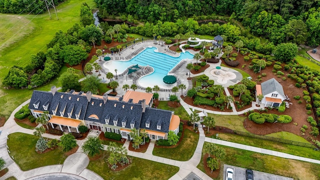 bird's eye view of a pool