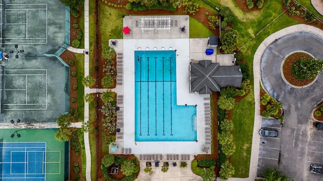 bird's eye view of a pool