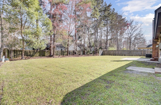 view of yard featuring a fenced backyard