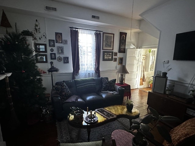 living room with wood-type flooring