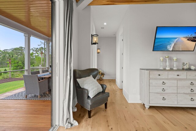 living area featuring light hardwood / wood-style flooring