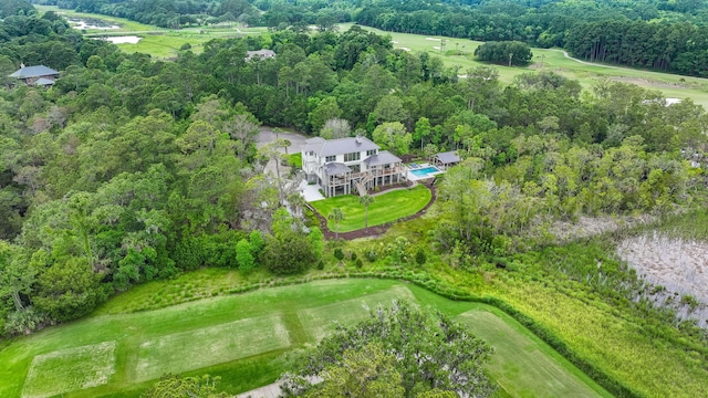 birds eye view of property featuring a rural view