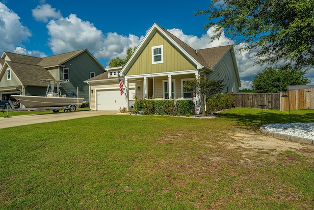 513 Abigail St, Moncks Corner, SC 29461 - craftsman house featuring covered porch, an attached garage, fence, board and batten siding, and driveway