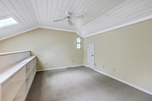 1115 Shadow Lake Cir, Mount Pleasant, SC 29464 - unfurnished room featuring wooden ceiling, vaulted ceiling, carpet flooring, ceiling fan, and baseboards