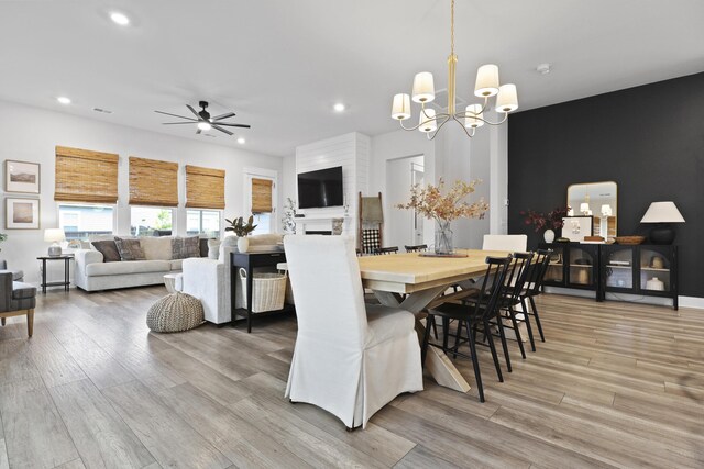 109 Medford St, Summerville, SC 29486 - dining space featuring a ceiling fan, a chandelier, light wood finished floors, and recessed lighting