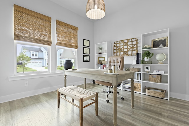109 Medford St, Summerville, SC 29486 - office space featuring a towering ceiling, baseboards, and wood finished floors