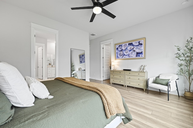 109 Medford St, Summerville, SC 29486 - bedroom with wood finished floors, ceiling fan, and connected bathroom