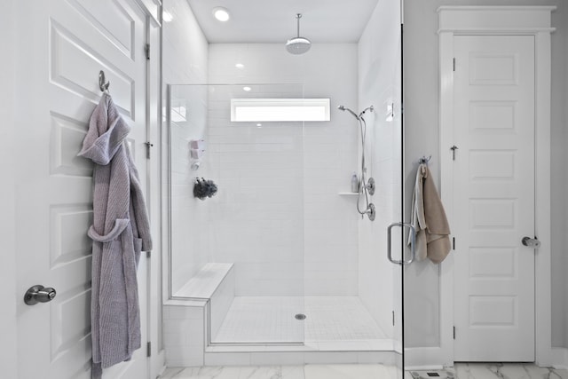 109 Medford St, Summerville, SC 29486 - bathroom featuring marble look tile flooring and a stall shower