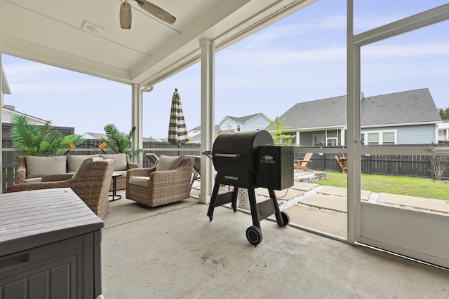109 Medford St, Summerville, SC 29486 - sunroom / solarium with an outdoor hangout area, ceiling fan, and plenty of natural light