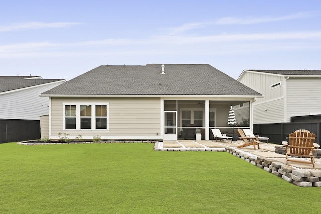 109 Medford St, Summerville, SC 29486 - rear view of house featuring a patio area, a sunroom, and a shingled roof