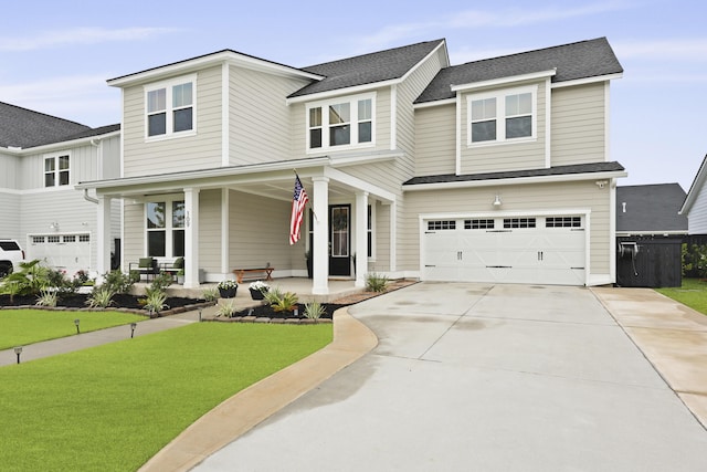 109 Medford St, Summerville, SC 29486 - view of front facade with covered porch, a garage, driveway, and a front yard