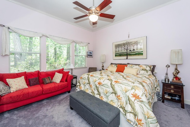 477 Commonwealth Rd, Mount Pleasant, SC 29466 - bedroom featuring carpet floors, ornamental molding, and ceiling fan