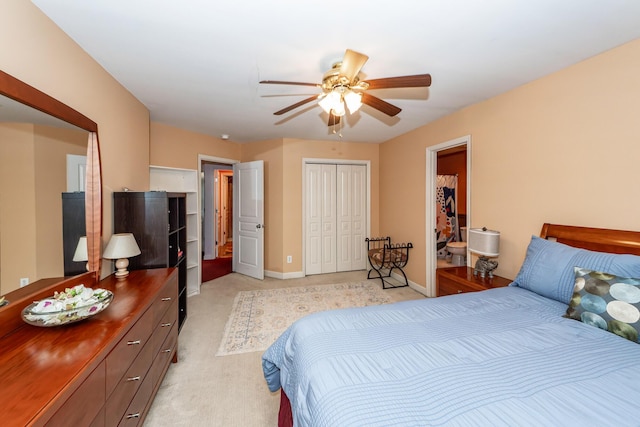 477 Commonwealth Rd, Mount Pleasant, SC 29466 - bedroom featuring light carpet, a closet, and ceiling fan