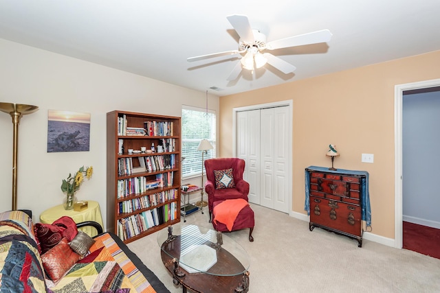 477 Commonwealth Rd, Mount Pleasant, SC 29466 - living area featuring carpet and a ceiling fan