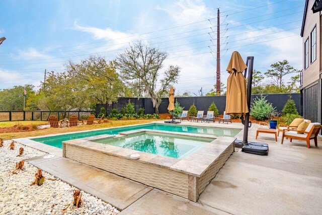 231 Bayview Dr, Mount Pleasant, SC 29464 - view of pool with an in-ground hot tub, a fenced backyard, and a patio