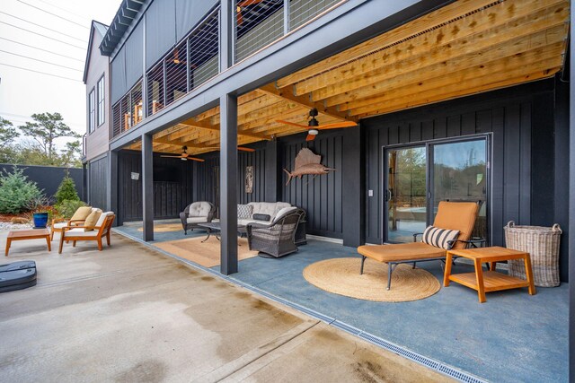231 Bayview Dr, Mount Pleasant, SC 29464 - view of patio / terrace featuring a ceiling fan, a balcony, and an outdoor living space