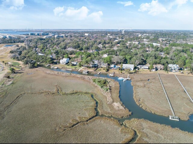 231 Bayview Dr, Mount Pleasant, SC 29464 - aerial view of property and surrounding area featuring a large body of water and a tree filled landscape