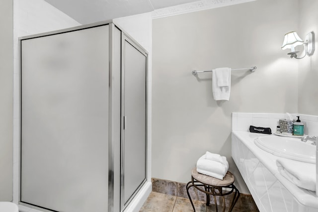 full bathroom featuring a stall shower