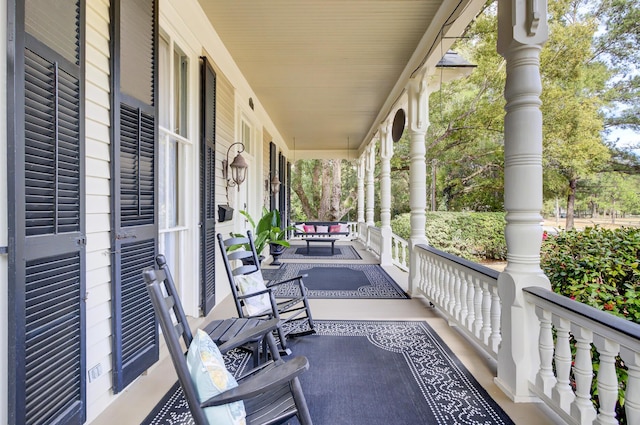 view of patio featuring covered porch