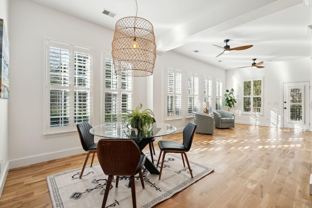 dining room with a chandelier and light hardwood / wood-style floors