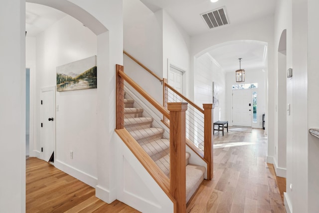 foyer with light hardwood / wood-style flooring