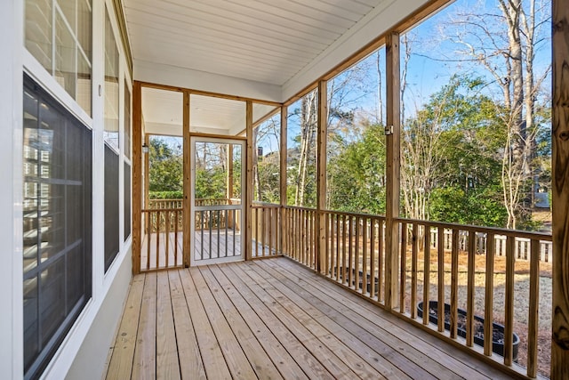 view of unfurnished sunroom