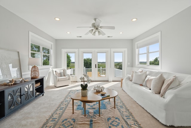 591 Island Walk E, Mount Pleasant, SC 29464 - living area featuring plenty of natural light, a ceiling fan, and recessed lighting