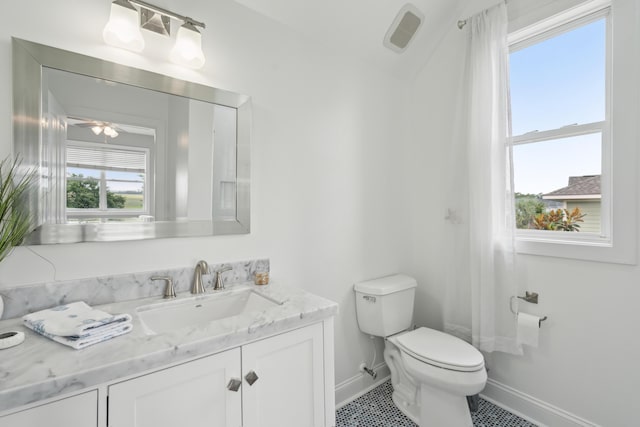 591 Island Walk E, Mount Pleasant, SC 29464 - bathroom featuring vanity, tile patterned flooring, and ceiling fan