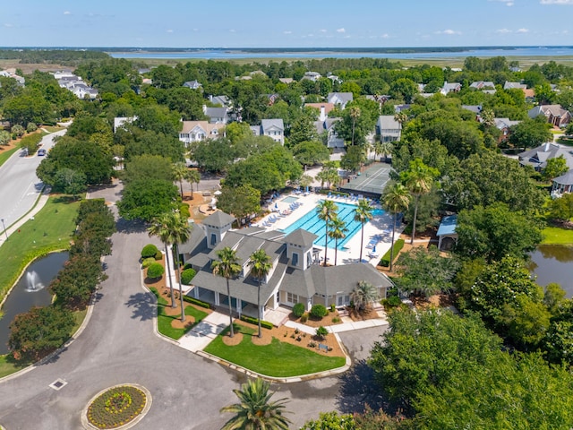 591 Island Walk E, Mount Pleasant, SC 29464 - aerial view of residential area featuring a large body of water and a pool