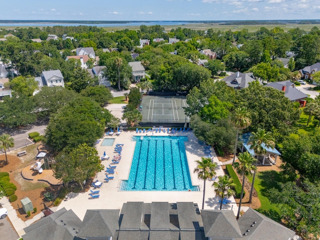 591 Island Walk E, Mount Pleasant, SC 29464 - aerial view of residential area featuring a pool area